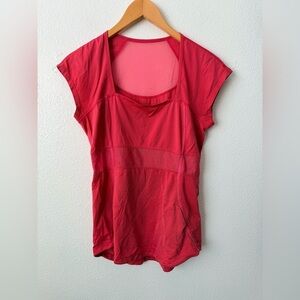 Lululemon Pink Mesh Panel Athletic Top Size 8 Short Sleeve Workout Shirt